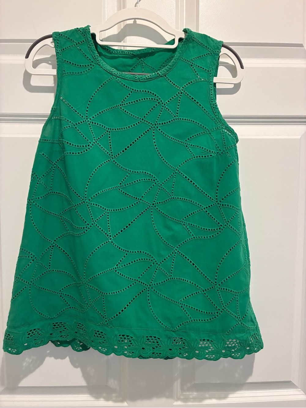 CAbi Green Eyelet Sleeveless Shell